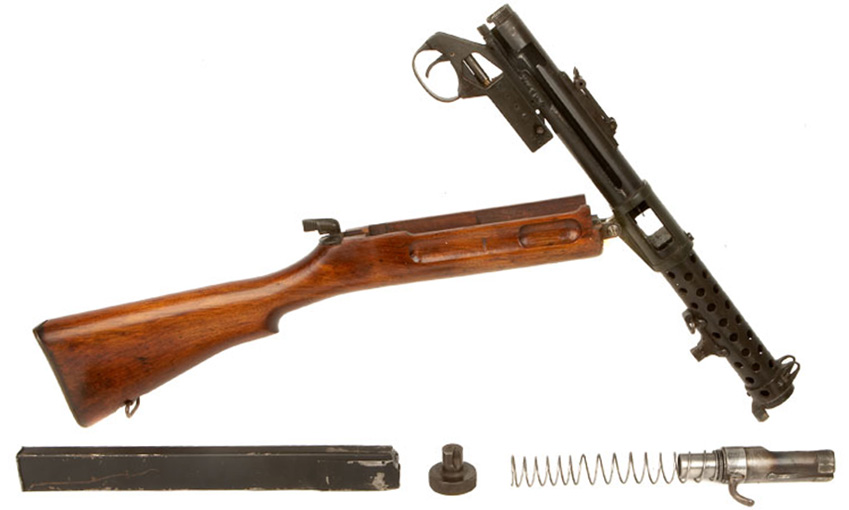 Пистолет-пулемёт Lanchester Mk.1, неполная разборка