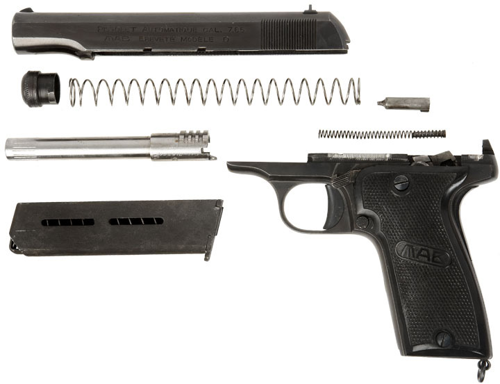Пистолет MAB модель D, неполная разборка