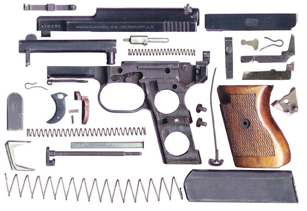 Пистолет Mauser M1934 в разобранном виде