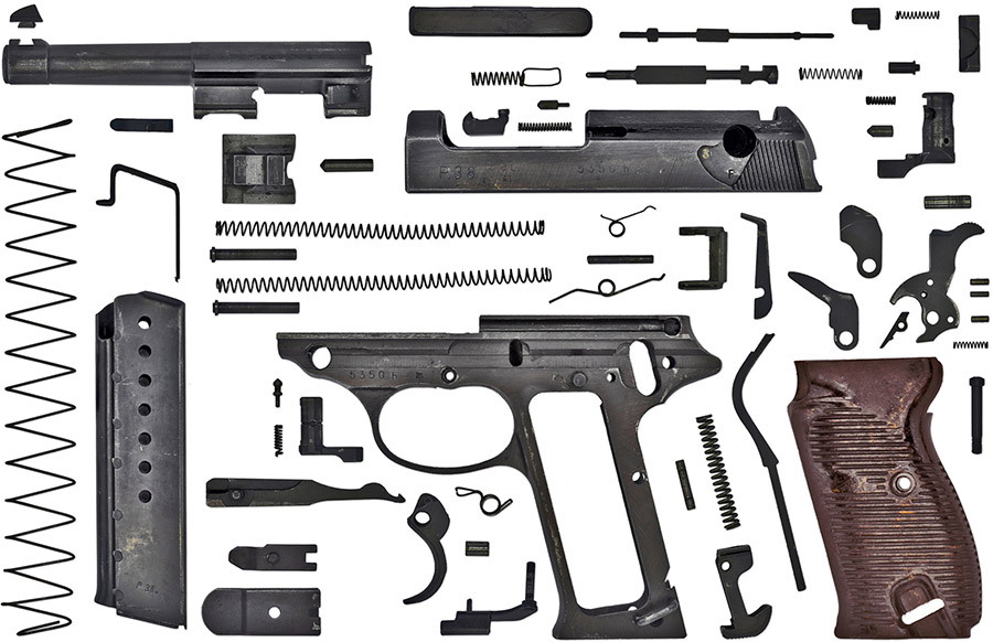 Пистолет Walther Р.38 состоит из 58 деталей