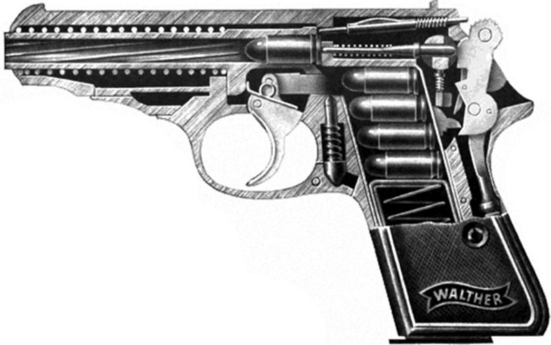 Схема устройства пистолета Walther PP