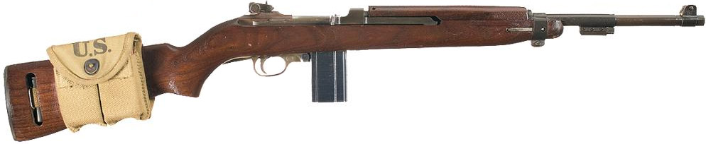 M1 Carbine с закрепленным на прикладе подсумком